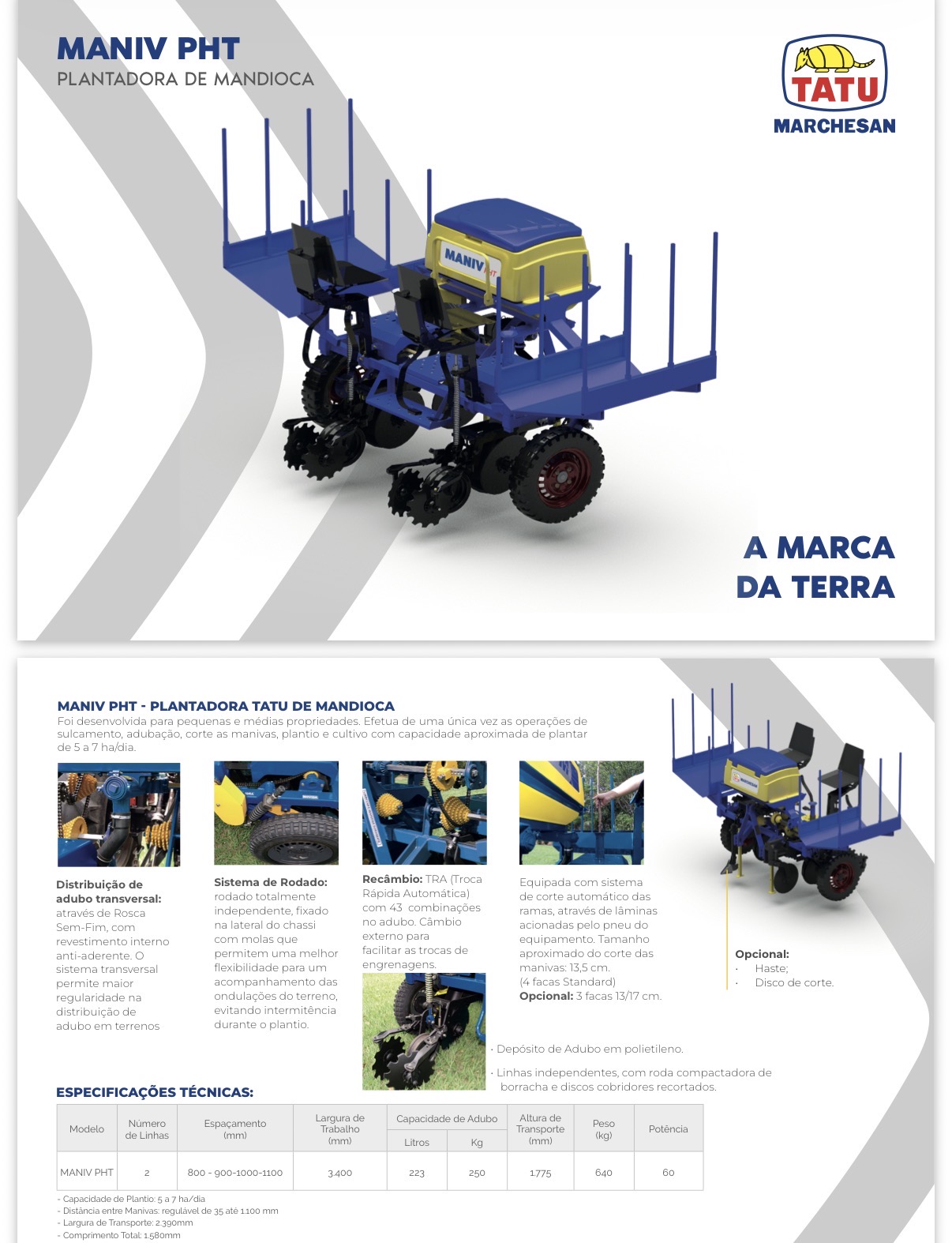 Plantadeira de mandioca hidráulica com adubadeira , Marca: Tatu Modelo: Maniva PHT 2 linhas equipamento (novo) - Imagem 5