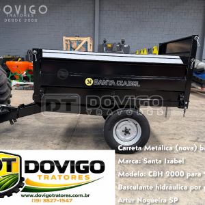 Carreta agrícola metálica basculante hidráulica >nova para Trator , Marca: Santa Izabel Modelo: CBH 2000 basculante hidráulica por pistão com capacidade para 2 toneladas