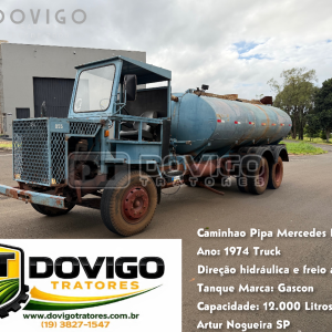 Caminhão Pipa, Mercedes benz truck Modelo: 1113 Ano 1974 com direção hidráulica e freio a ar
