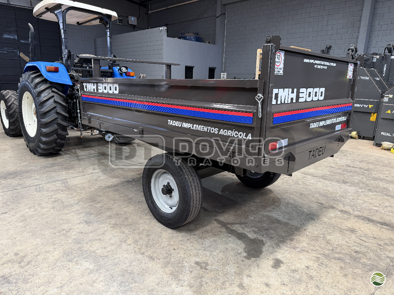 Carreta agrícola metálica basculante hidráulica nova para Trator , Marca: Tadeu Modelo: TMH 3000 basculante hidráulica por pistão - Imagem 7