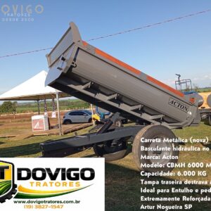 Carreta metálica (nova) Marca: Acton Modelo: CBMH 6000 Multi-uso basculante hidráulica no pistão ideal para entulhos,pedras e demais pontos