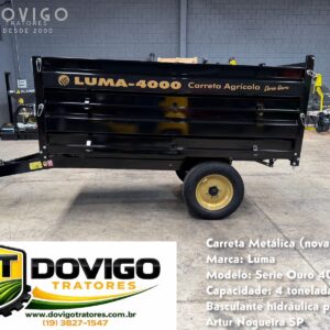 Carreta agrícola metálica basculante hidráulica (nova ) para Trator , Marca: Luma Modelo: Série Ouro 4000 basculante hidráulica por pistão