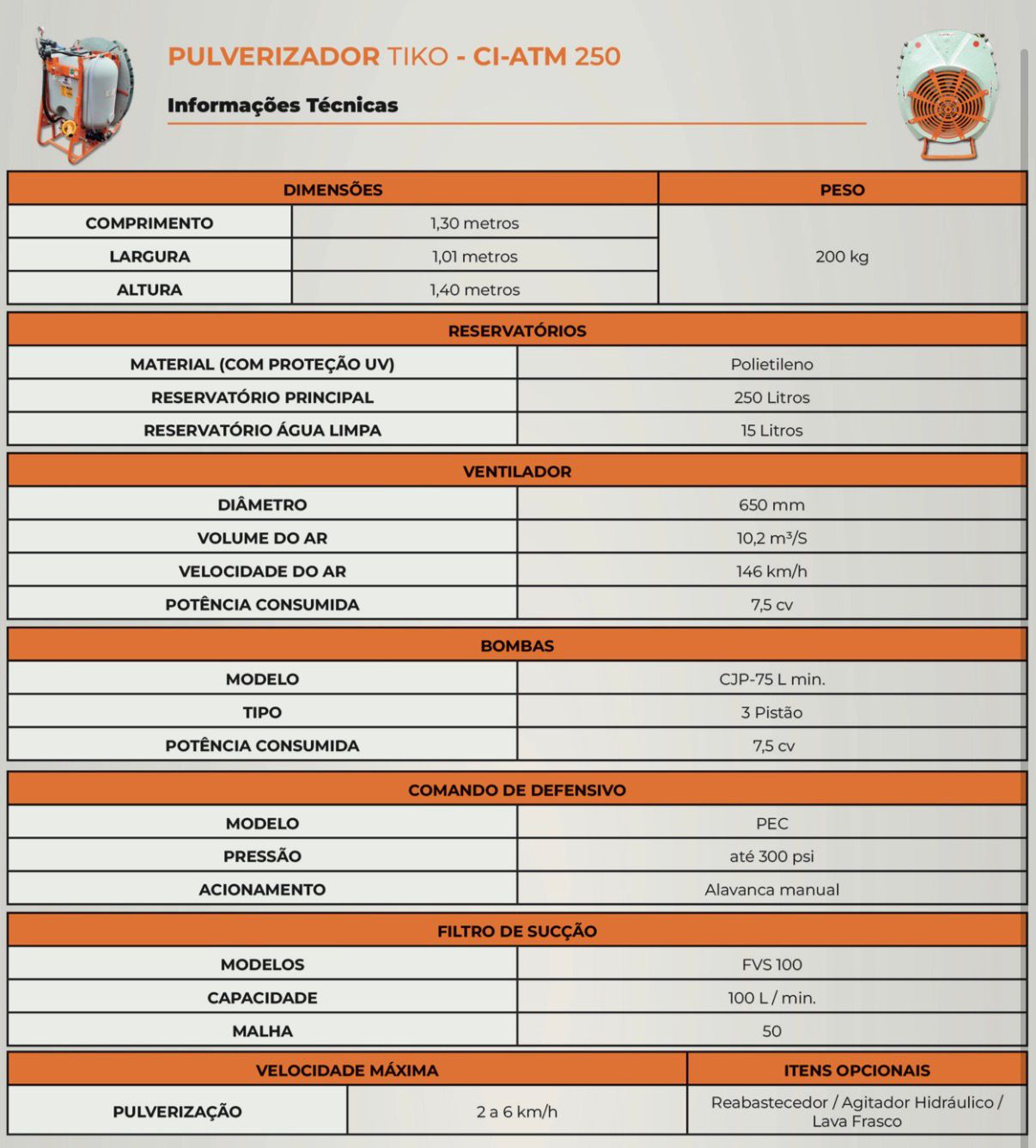 Pulverizador/Atomizador hidráulico, (novo) Marca: Cimag modelo: ATM 250, turbina ,reservatório com capacidade para 250 Litros - Imagem 20