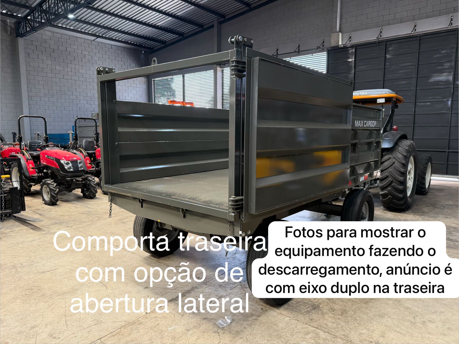 Carreta Agrícola Metálica Marca: Almeida Modelo: MAX CARGOR 6.0 capacidade para 7.2 toneladas e 6 m cúbicos , 2 eixos/6 rodas modelo: Basculante hidráulica no pistão equipamento (novo ) - Imagem 28