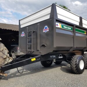 Carreta metálica (nova) Marca: Tadeu Modelo: TMHC 10.000 com capacidade para: 10 toneladas e 14 metros cúbicos, basculante hidráulica por pistão