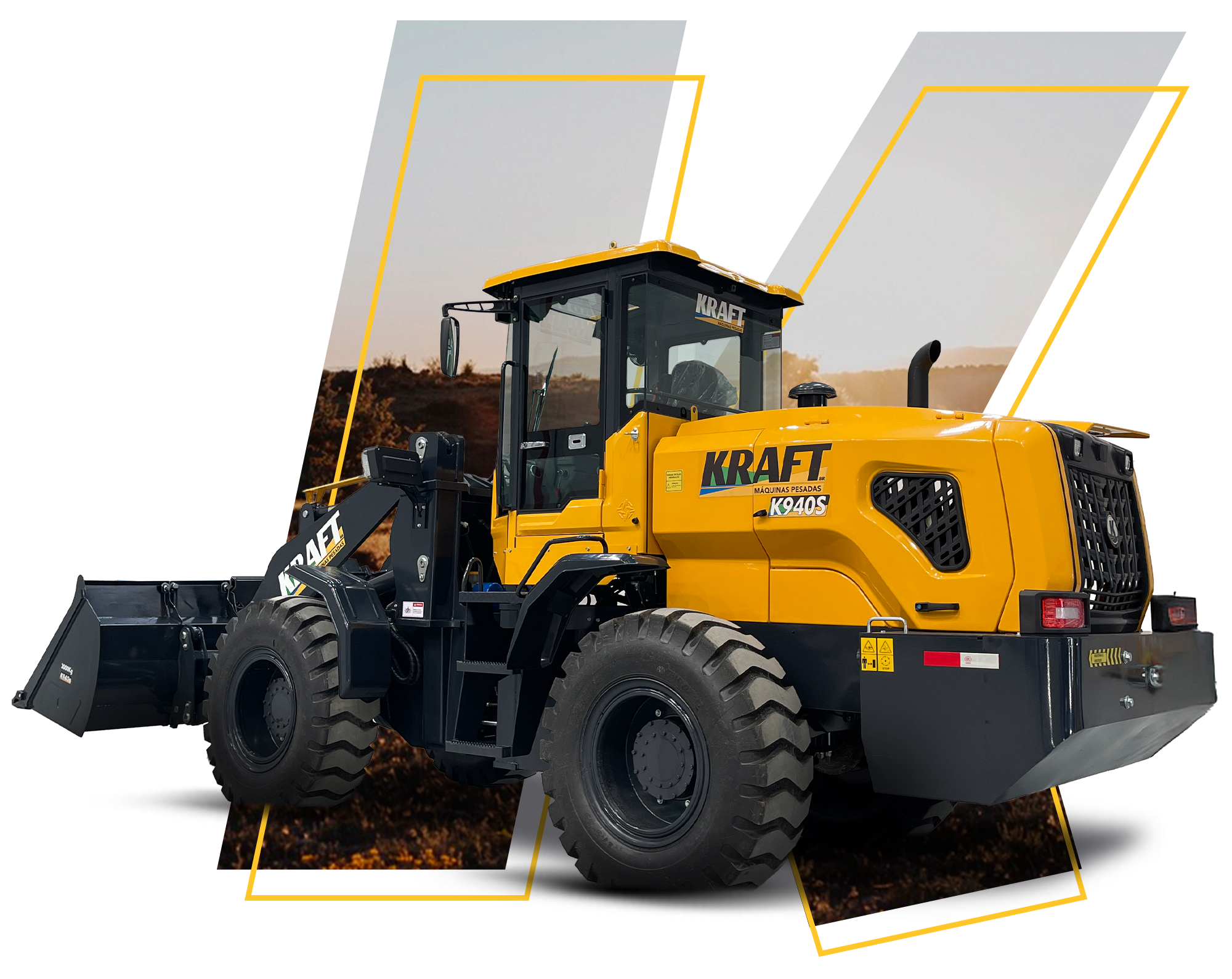 Pá Carregadeira (nova) Marca: KRAFT Modelo: K940S 4x4 linha Premiun, Ano: 2026, Cabinada de fábrica com ar condicionado. - Imagem 3